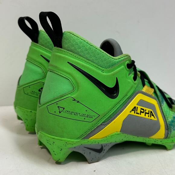 GOOD Nike Alpha Men's Football Cleats Green / Yellow Oregon Ducks Colorway 8.5 - Picture 6 of 13